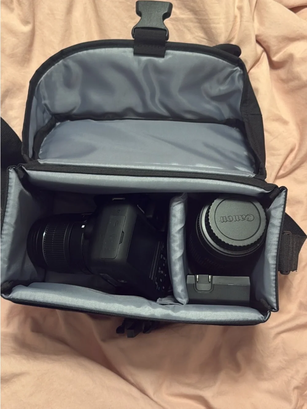 Canon EOS Rebel T7 (Black) DSLR Camera with Battery Charger and Telephoto Lens
